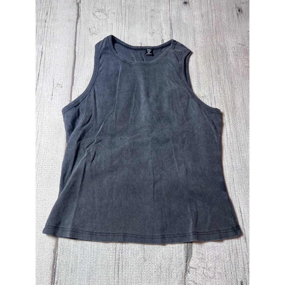SHEIN Tank Top Women 3XL Charcoal Gray Ribbed Minimalist Casual Basics